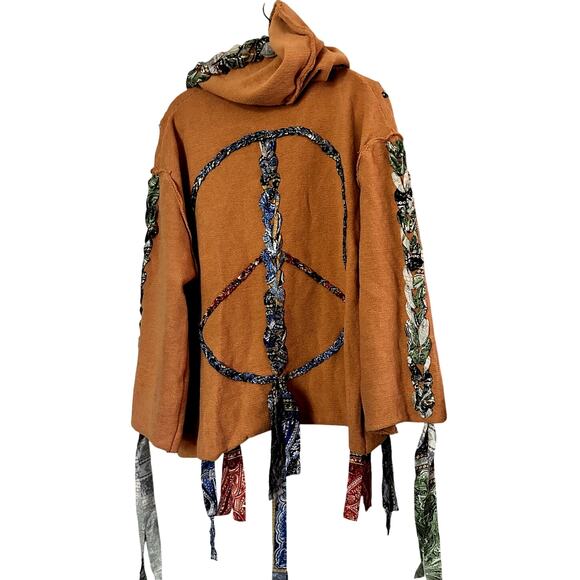 POL - Artistic colored thread peace solid sweater - Orange (S) - Picture 5 of 7